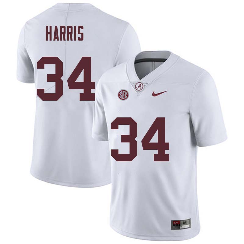 Men #34 Damien Harris Alabama Crimson Tide College Football Jerseys Sale-White